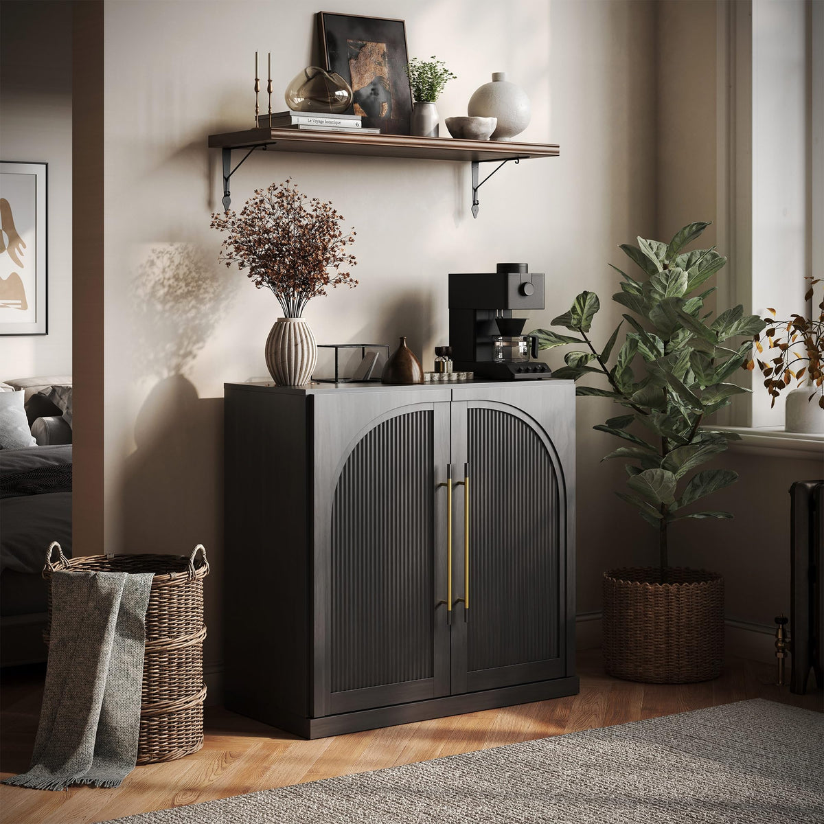 65-Inch Fluted Buffet Cabinet