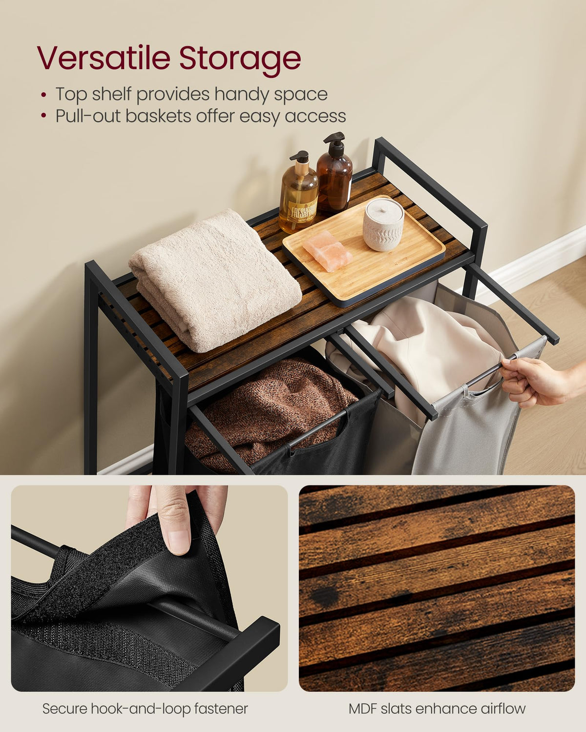Laundry Hamper with Storage Shelf