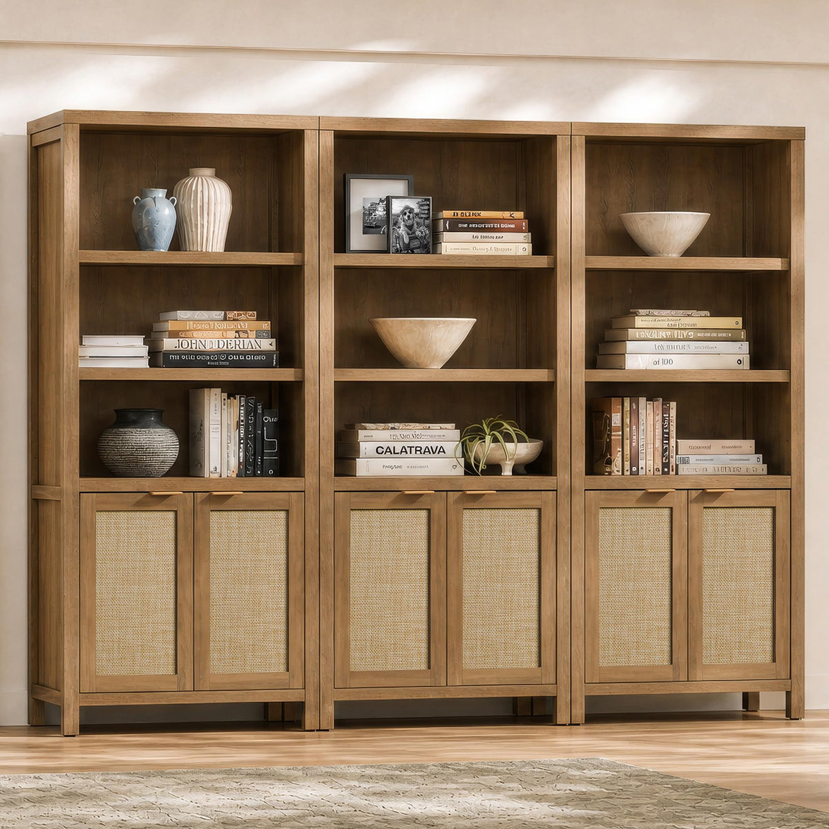 5-Tier Rattan Door Bookcase