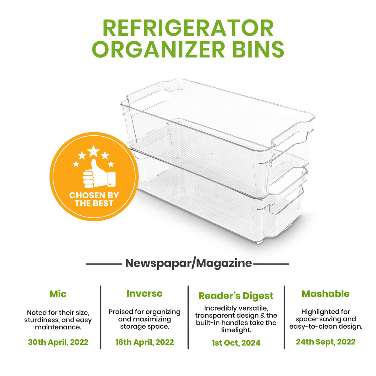 8-Pack Refrigerator Organizer Bins