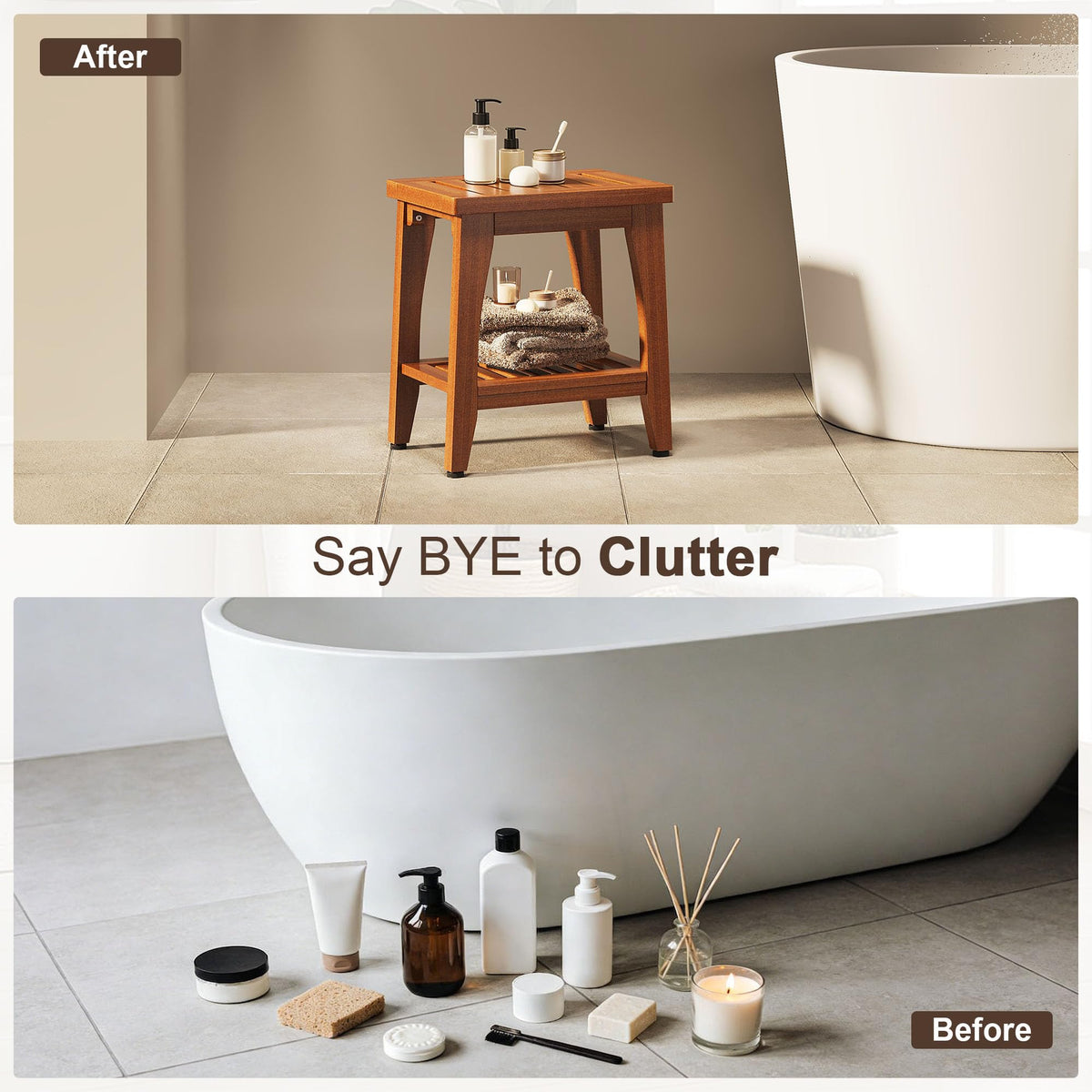 Teak Shower Bench with Shelf