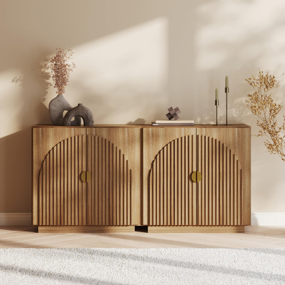 65-Inch Fluted Buffet Cabinet