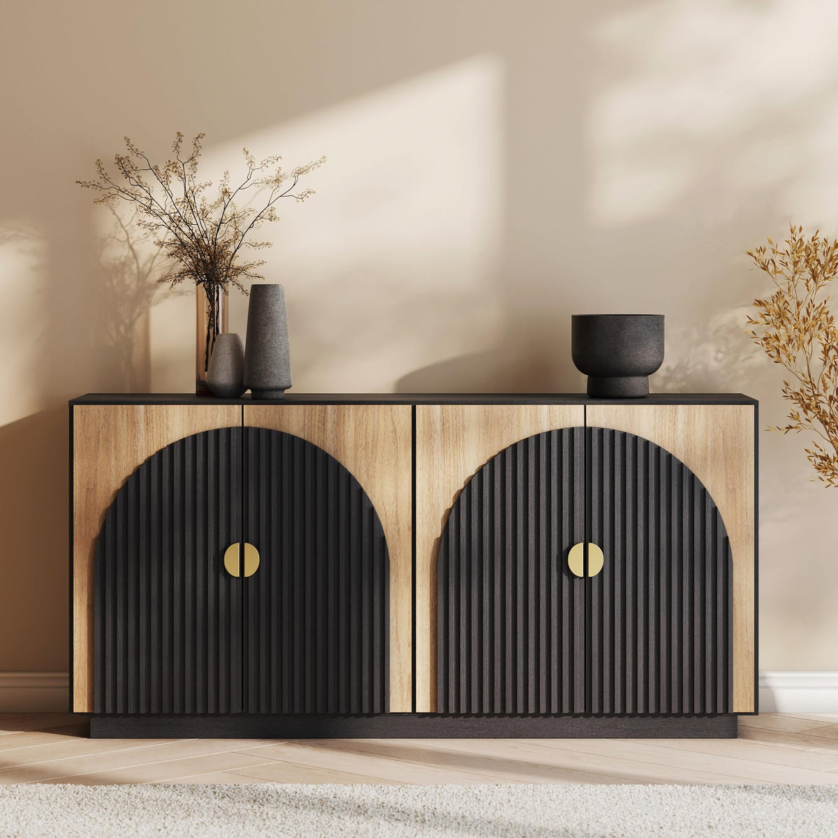 65-Inch Fluted Buffet Cabinet