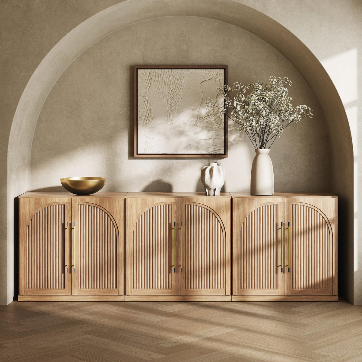 65-Inch Fluted Buffet Cabinet