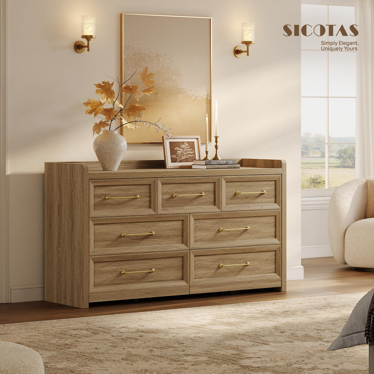 Wide 7-Drawer Bedroom Dresser