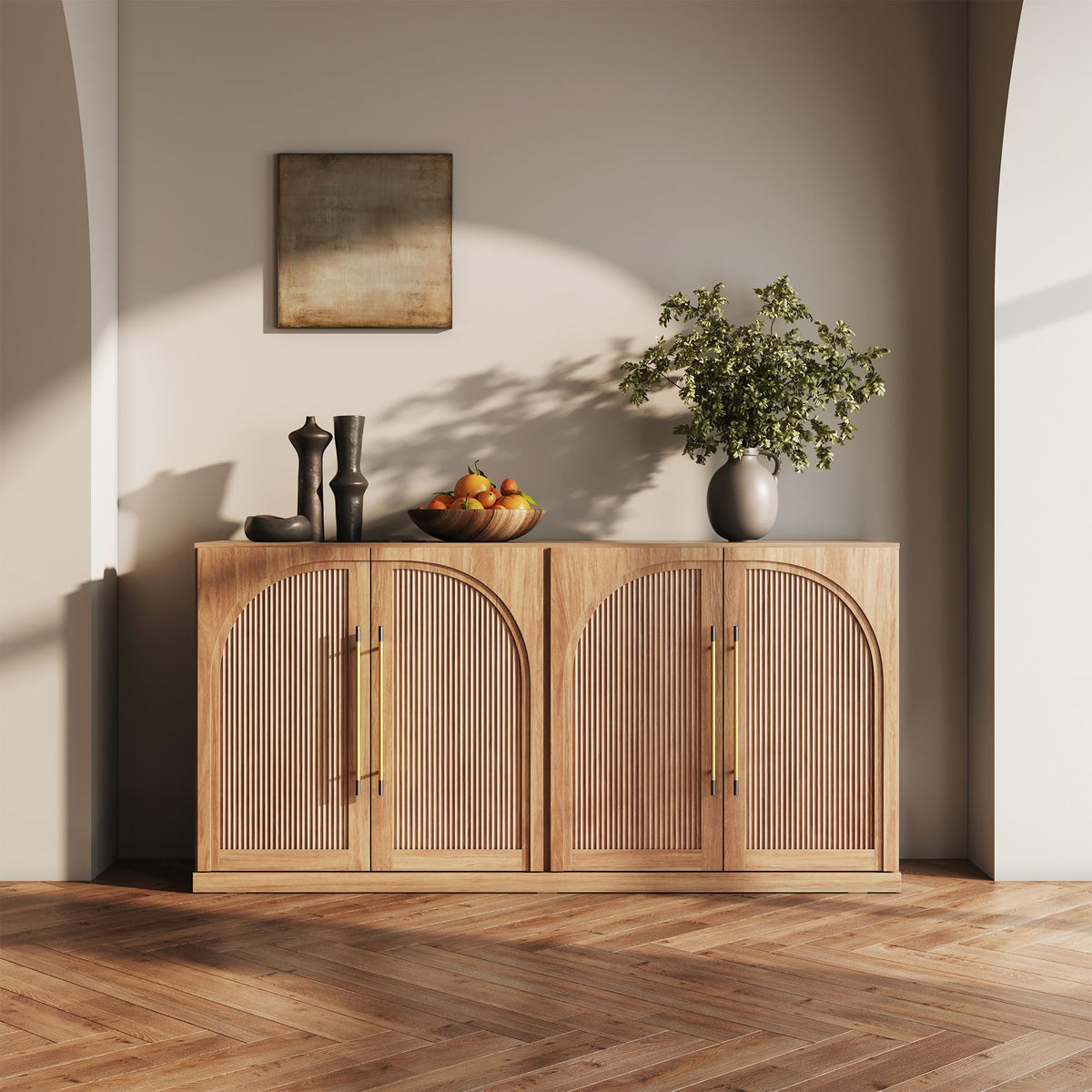 65-Inch Fluted Buffet Cabinet