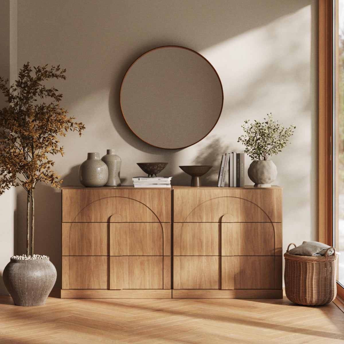 65-Inch Fluted Buffet Cabinet