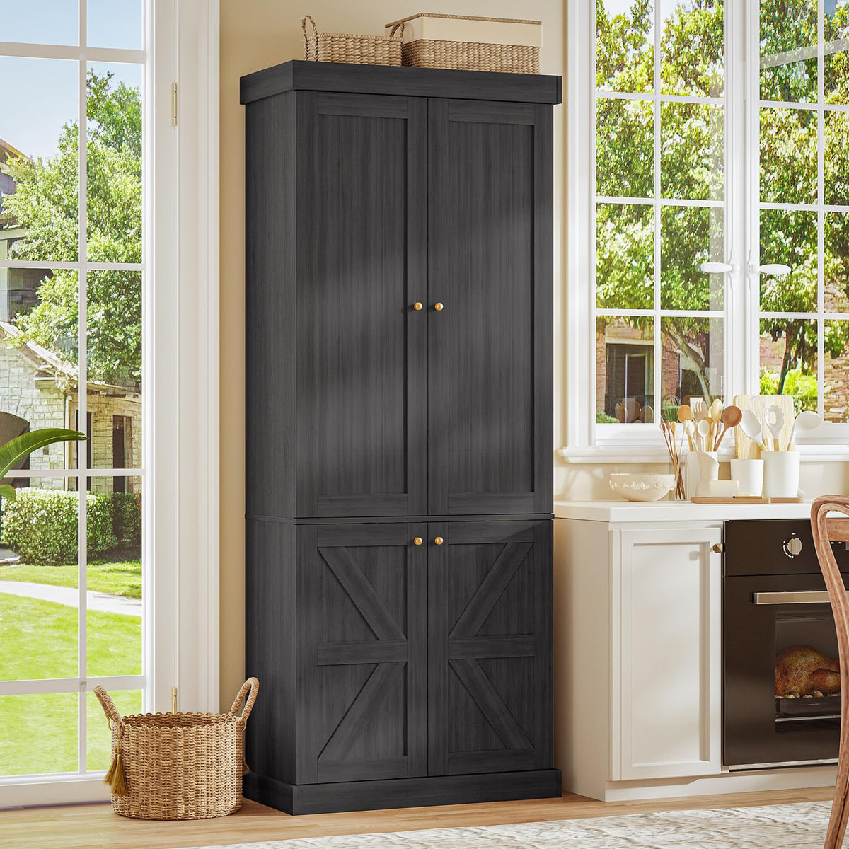 70.8-Inch Glass-Door Bookcase