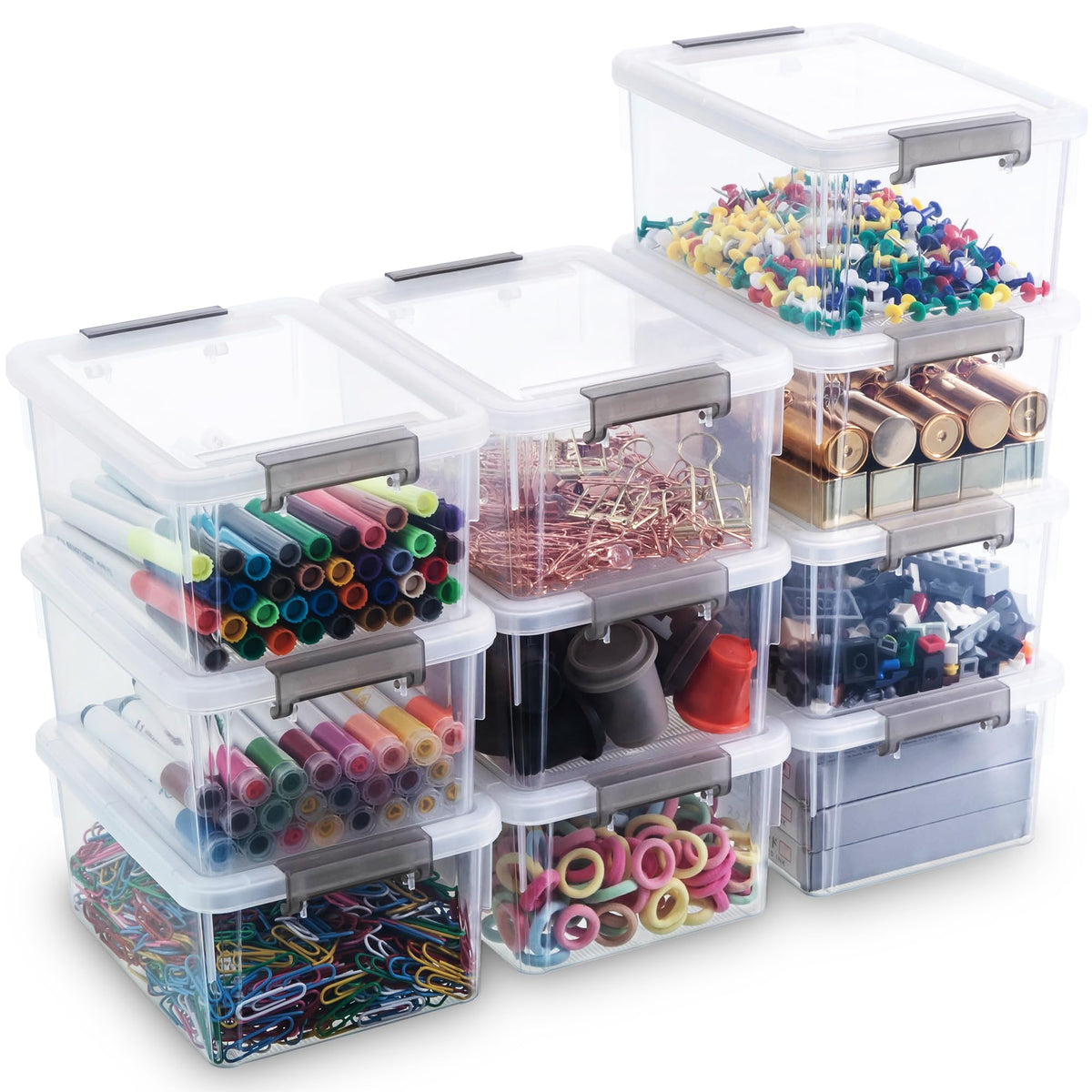 Stackable Small Storage Bins with Lids