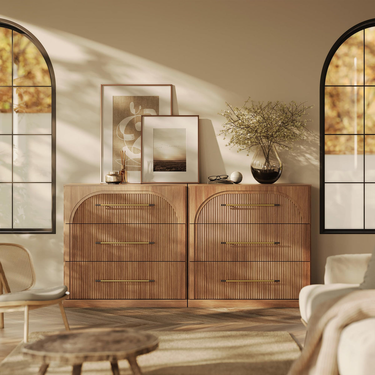 65-Inch Fluted Buffet Cabinet