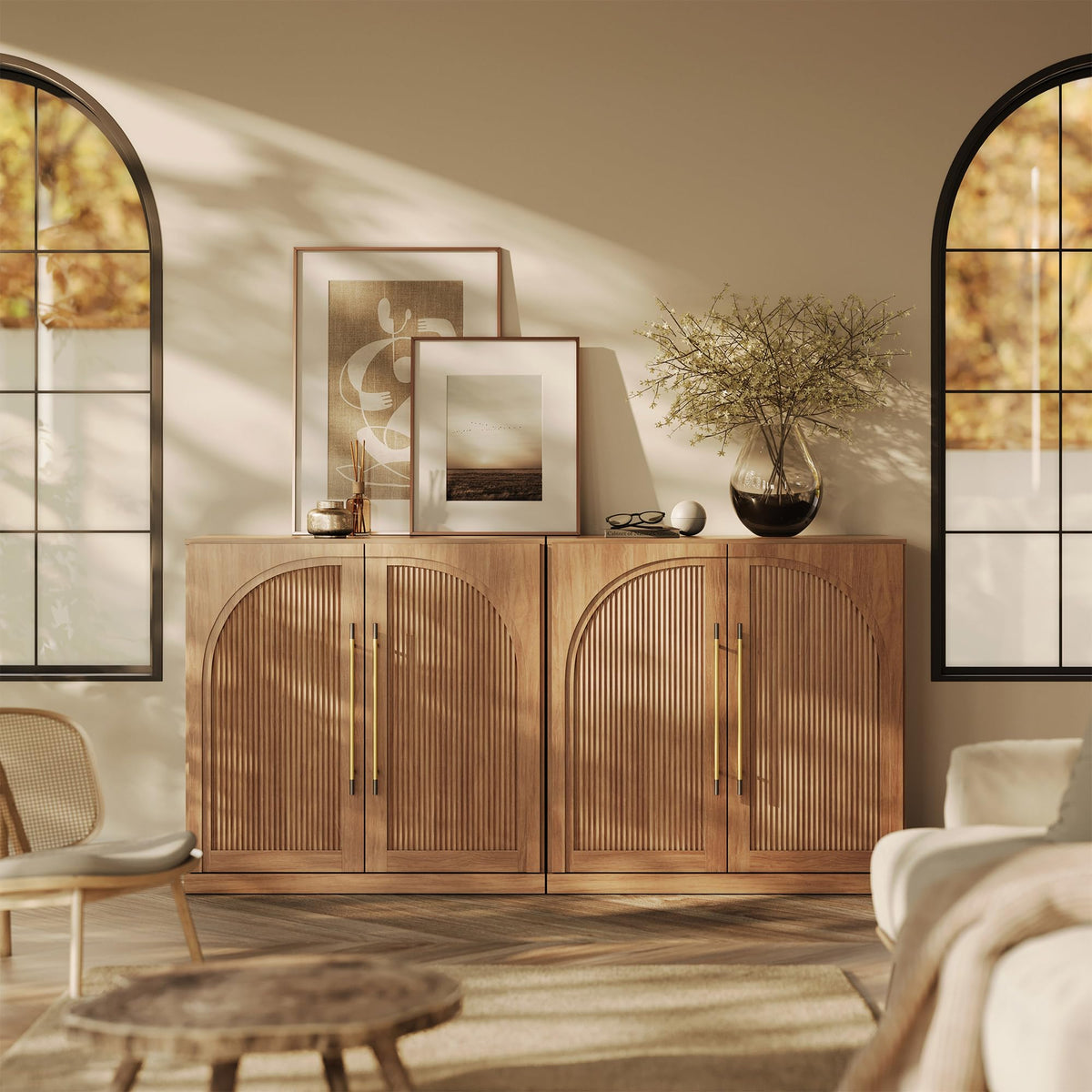 65-Inch Fluted Buffet Cabinet