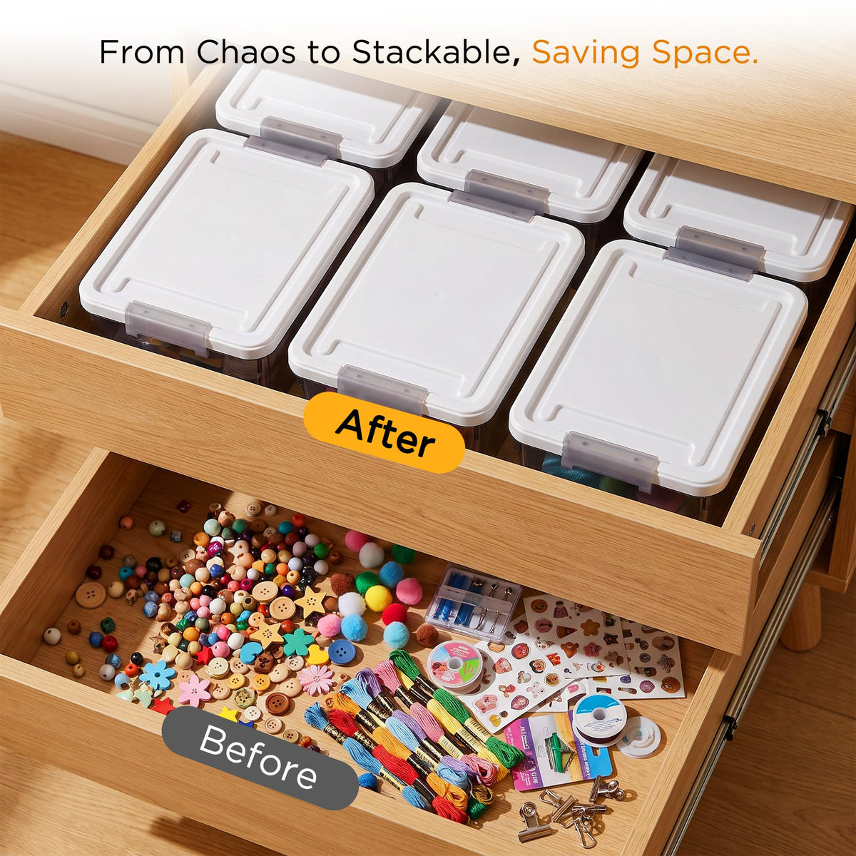 Stackable Small Storage Bins with Lids