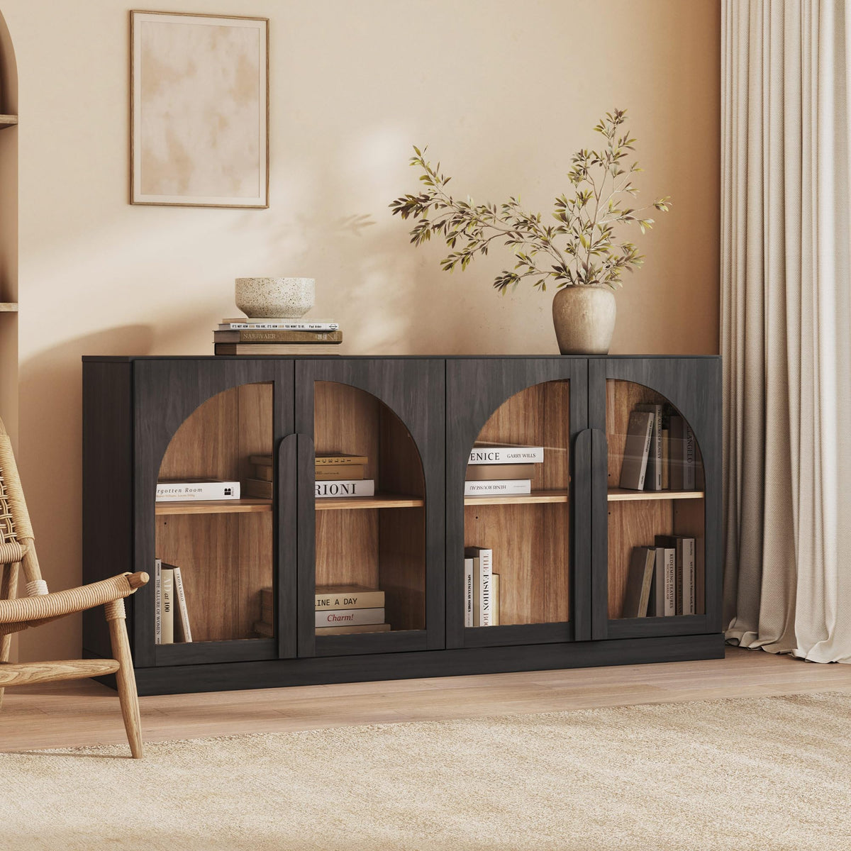 65-Inch Fluted Buffet Cabinet