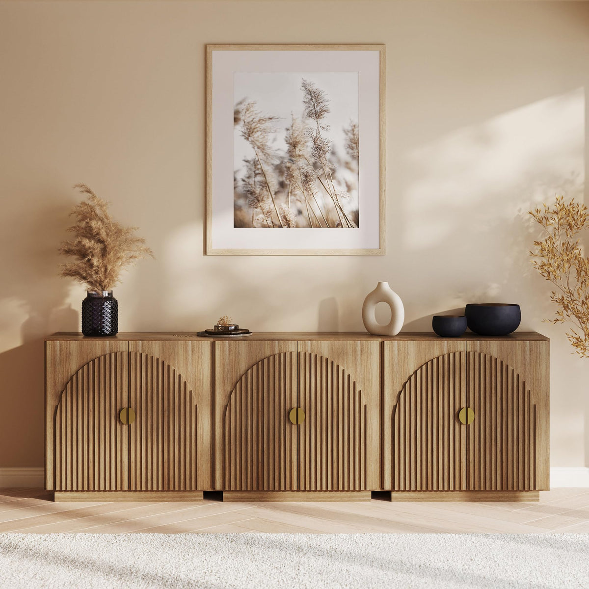 65-Inch Fluted Buffet Cabinet