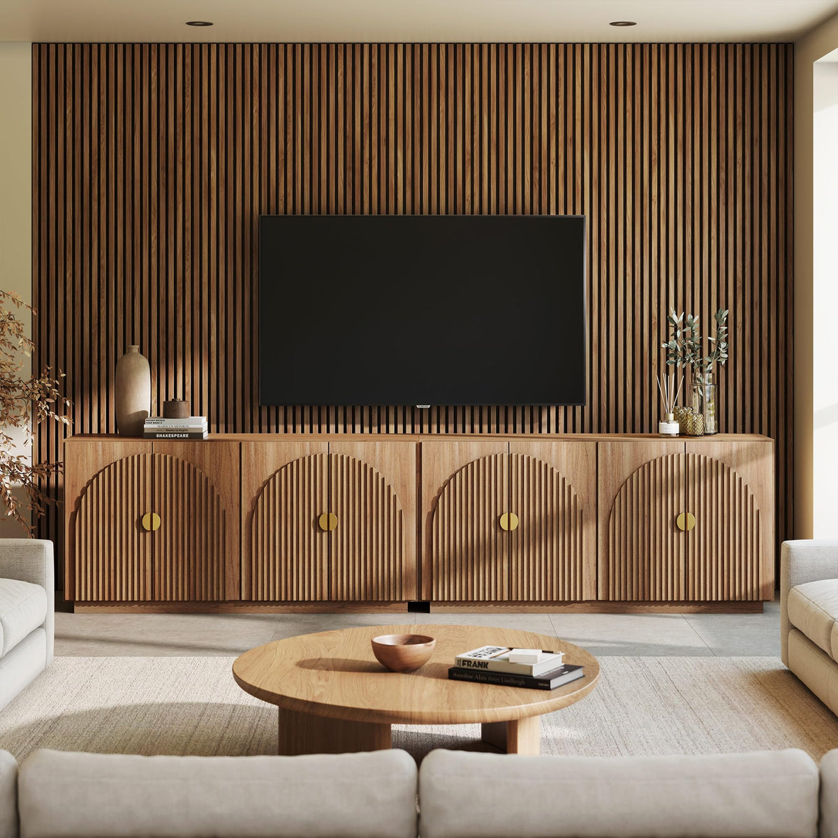 65-Inch Fluted Buffet Cabinet