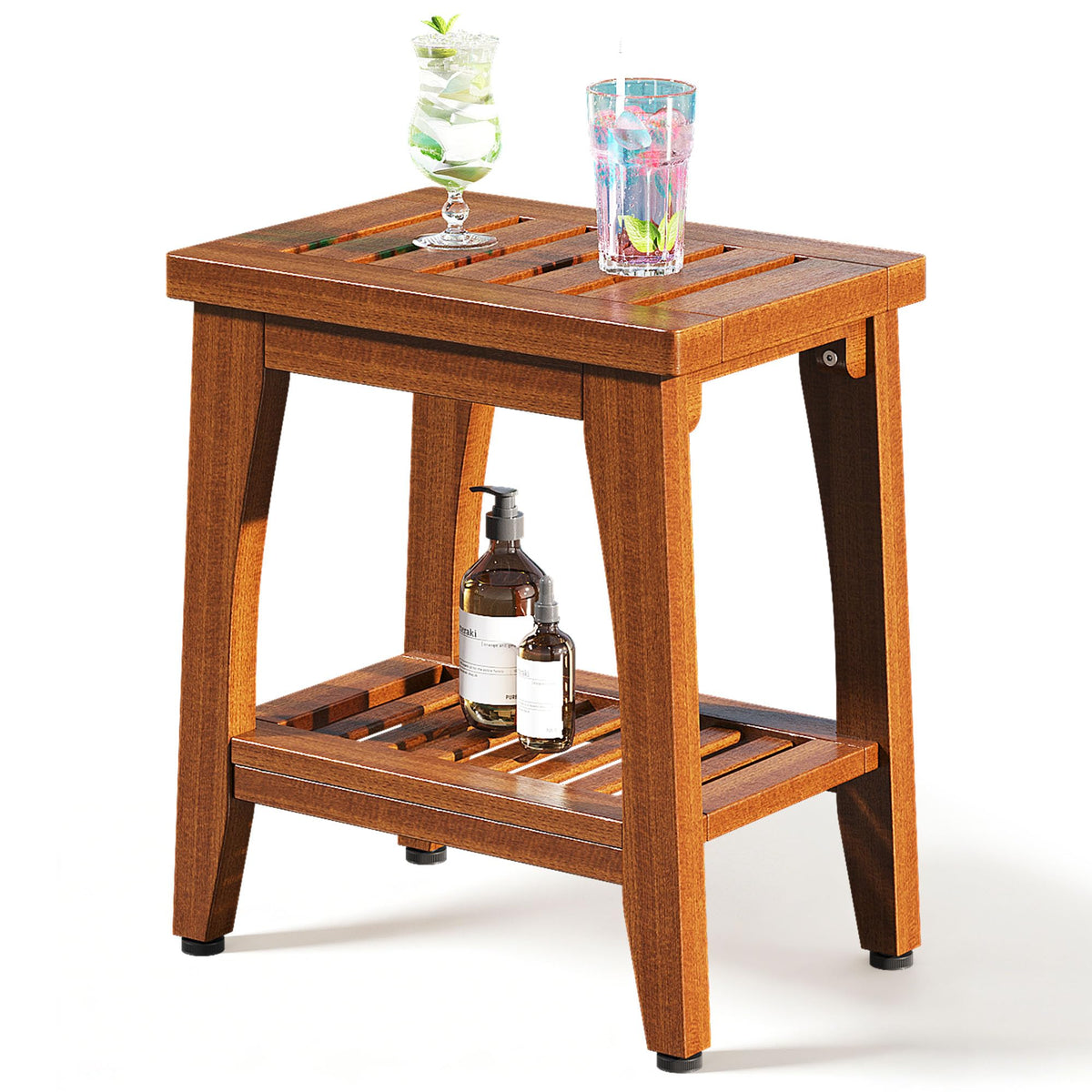 Teak Shower Bench with Shelf