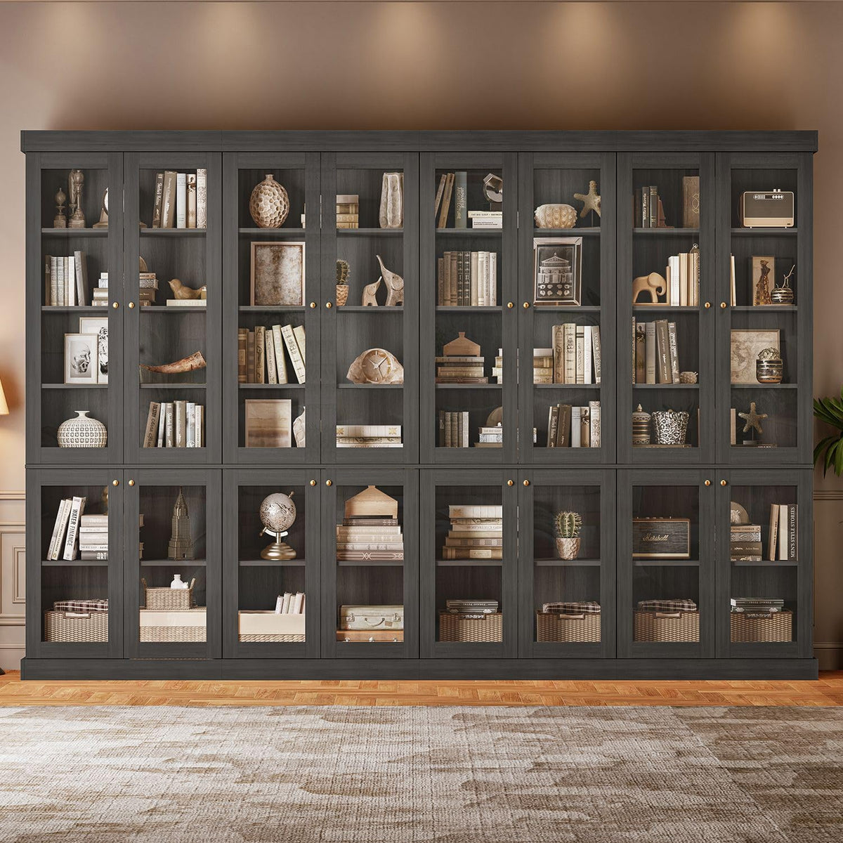 70.8-Inch Glass-Door Bookcase