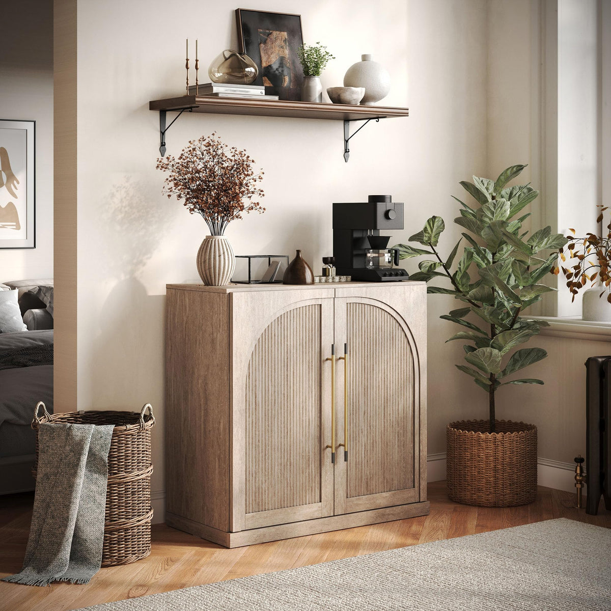 65-Inch Fluted Buffet Cabinet