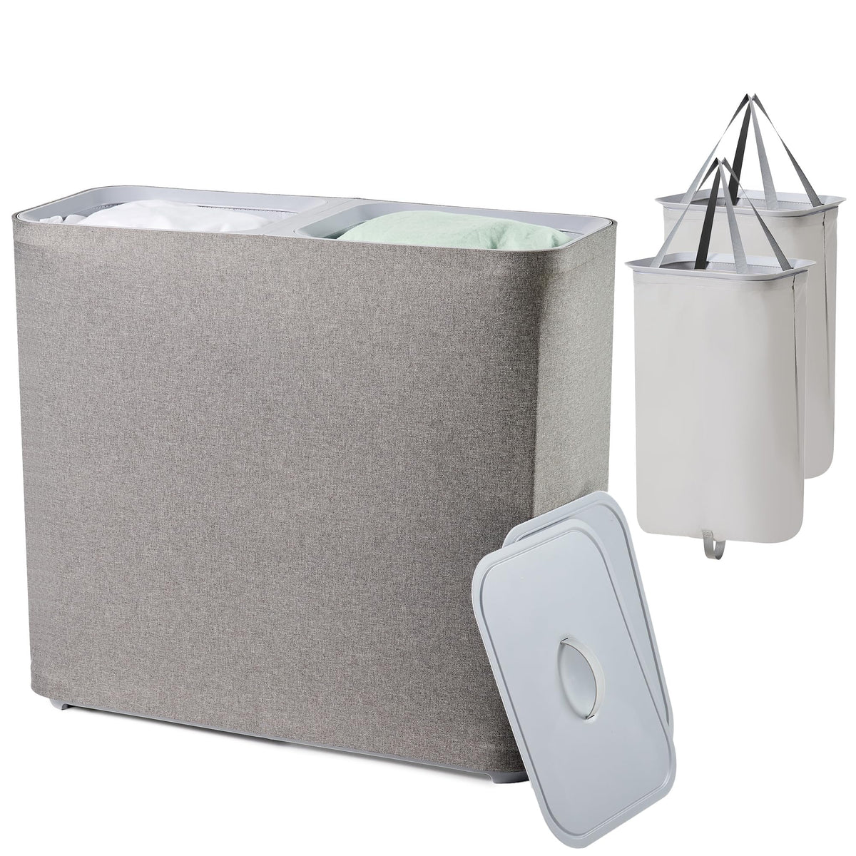 150L Dual-Compartment Laundry Hamper