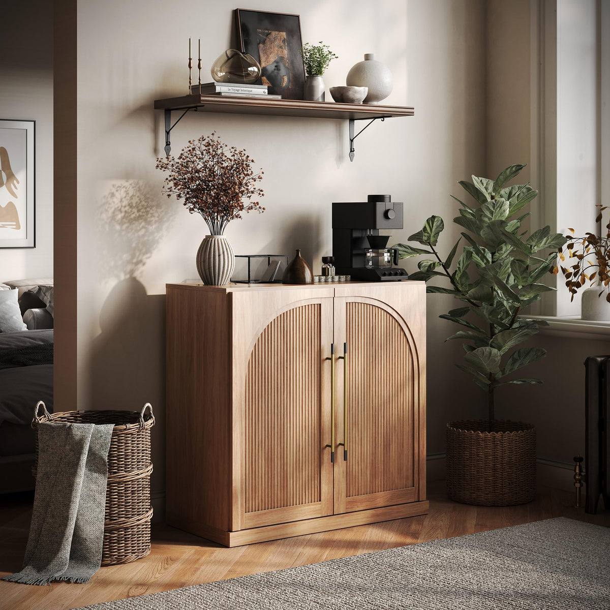 65-Inch Fluted Buffet Cabinet