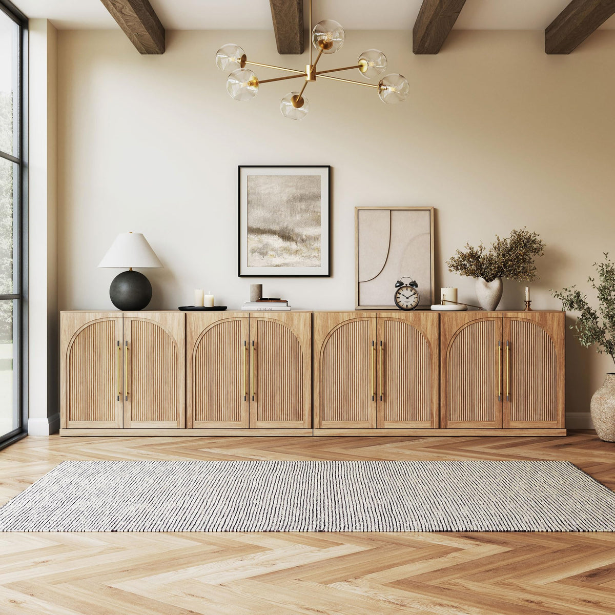 65-Inch Fluted Buffet Cabinet
