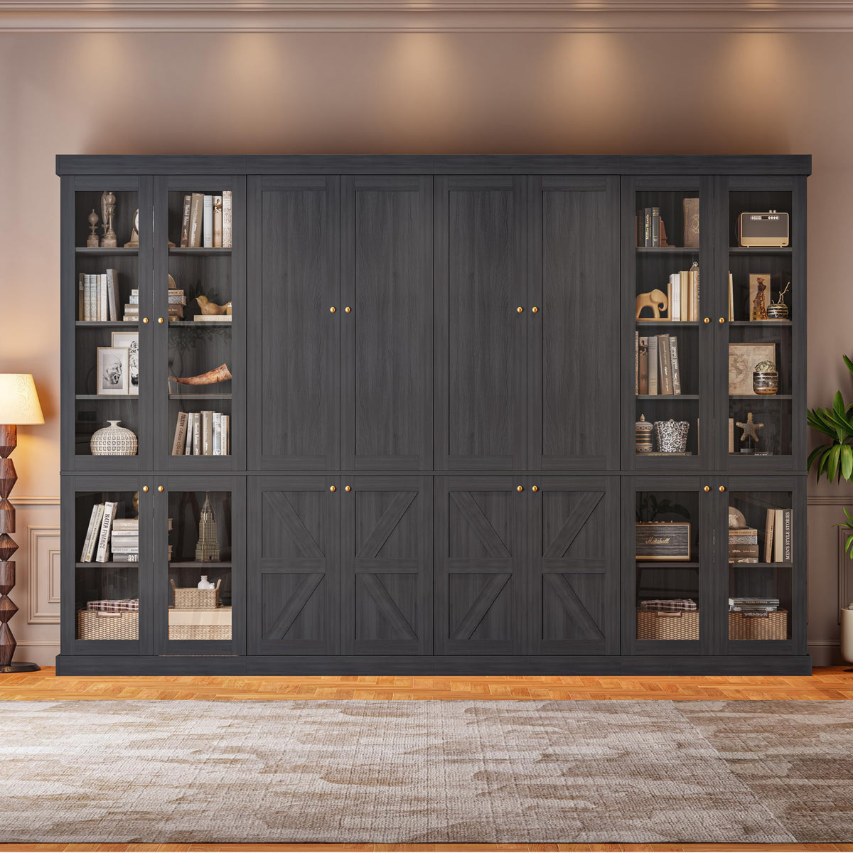 70.8-Inch Glass-Door Bookcase